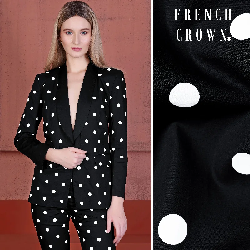 Women's Slim - Fit Blazers in Charcoal Gray for a Professional AppearanceJade Black and White Polka Dotted Premium Cotton Women’s Tuxedo Blazer Women's Slim - Fit Blazers in Charcoal Gray for a Professional AppearanceJade Black and White Polka Dotted Premium Cotton Women’s Tuxedo Blazer