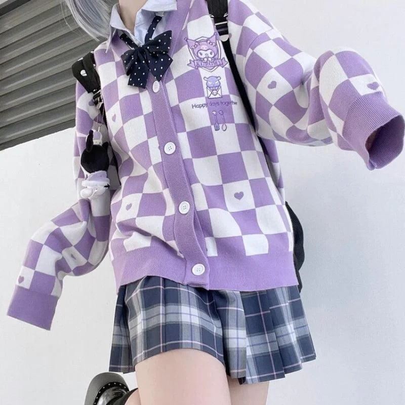 cashmere blend women cardigan for a luxurious feelKuromi Buttoned Purple Cardigan
