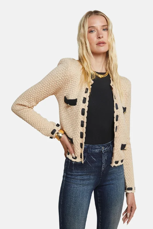 oversized women cardigan for a trendy and cozy lookAstor Cardigan Biscuit/Black