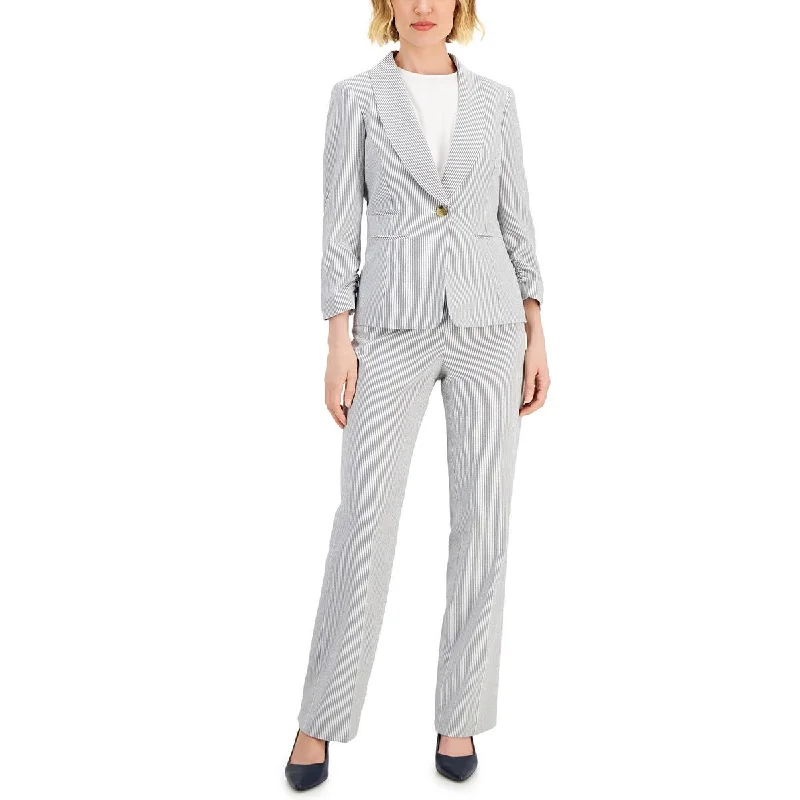 Plus Size Women's Faux Fur - Trimmed Blazers in Black for a Luxurious LookLe Suit Womens Petites Striped One-Button Blazer Plus Size Women's Faux Fur - Trimmed Blazers in Black for a Luxurious LookLe Suit Womens Petites Striped One-Button Blazer