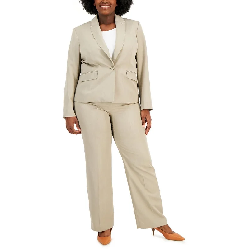 Single - Breasted Women's Corduroy Blazers in Mustard Yellow for an Autumn VibeLe Suit Womens Plus Knit Long Sleeves One-Button Blazer