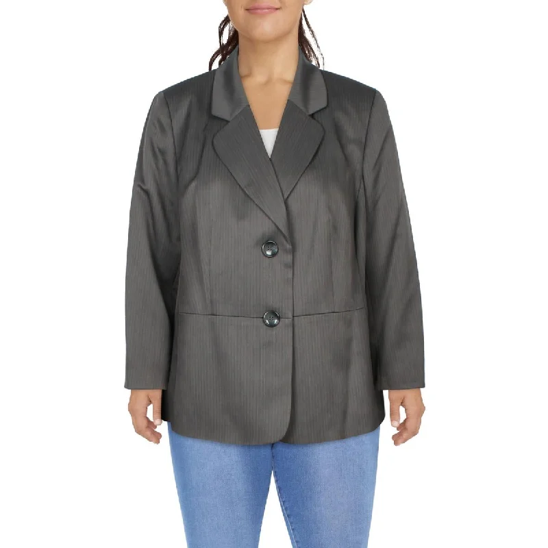 Plus Size Women's Embroidered Blazers in Floral Patterns for a Feminine TouchLe Suit Womens Plus Striped  Two-Button Blazer