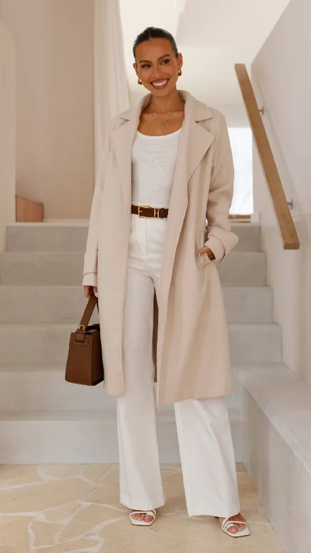 machine washable women cardigan for easy careLue Trench Coat - Winter White