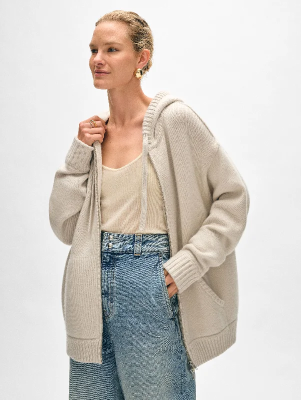 open front women cardigan for easy stylingMerino Cashmere Luxe Boyfriend Hoodie