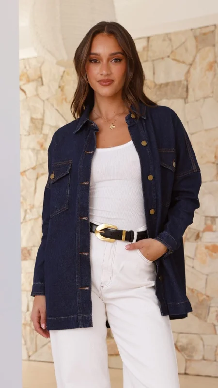 cashmere blend women cardigan for a luxurious feelNafasi Jacket - Indigo Denim