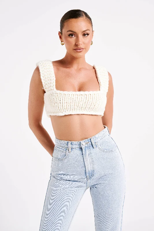 lightweight women cardigan for spring and fallNinetta Knit Bralette - Ivory