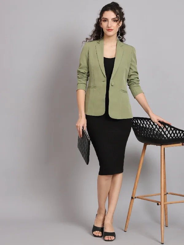 Oversized Women's Checkered Blazers in Black and White for a Trendy StyleNotched Collar Blazer - Olive Green Oversized Women's Checkered Blazers in Black and White for a Trendy StyleNotched Collar Blazer - Olive Green
