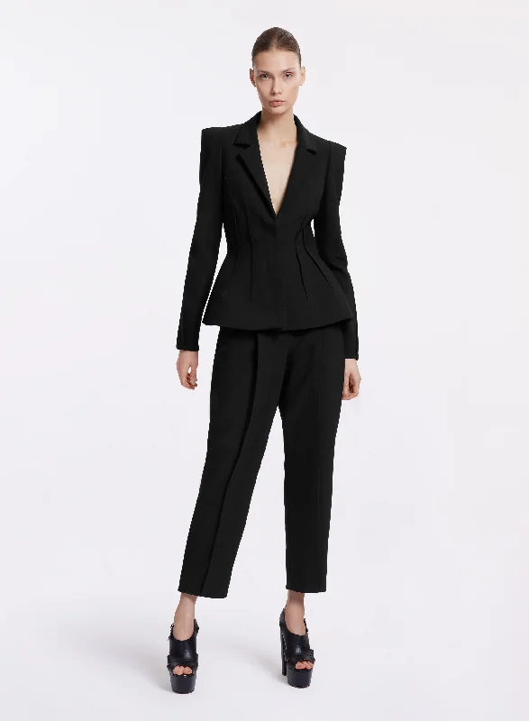 Double - Breasted Women's Leather Blazers in Taupe for an Edgy LookInverted Dart Blazer