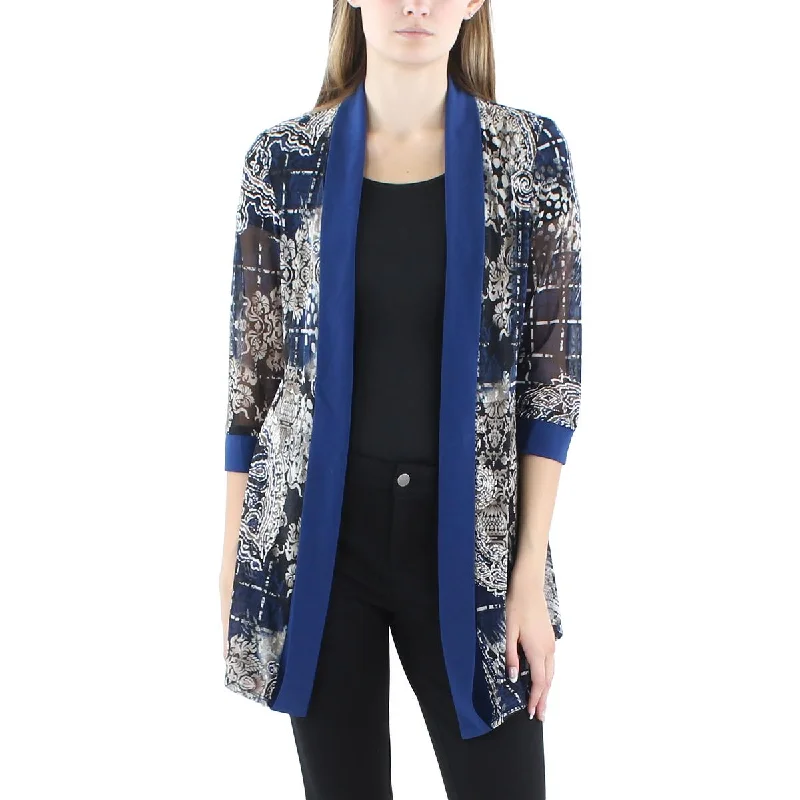 Oversized Women's Checkered Blazers in Black and White for a Trendy StyleR&M Richards Womens Petites Printed Duster Blazer Oversized Women's Checkered Blazers in Black and White for a Trendy StyleR&M Richards Womens Petites Printed Duster Blazer