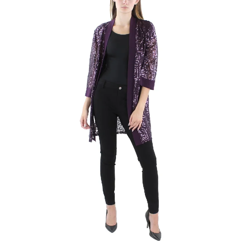 Women's Slim - Fit Blazers in Charcoal Gray for a Professional AppearanceR&M Richards Womens Sequined Collareless Open-Front Blazer Women's Slim - Fit Blazers in Charcoal Gray for a Professional AppearanceR&M Richards Womens Sequined Collareless Open-Front Blazer