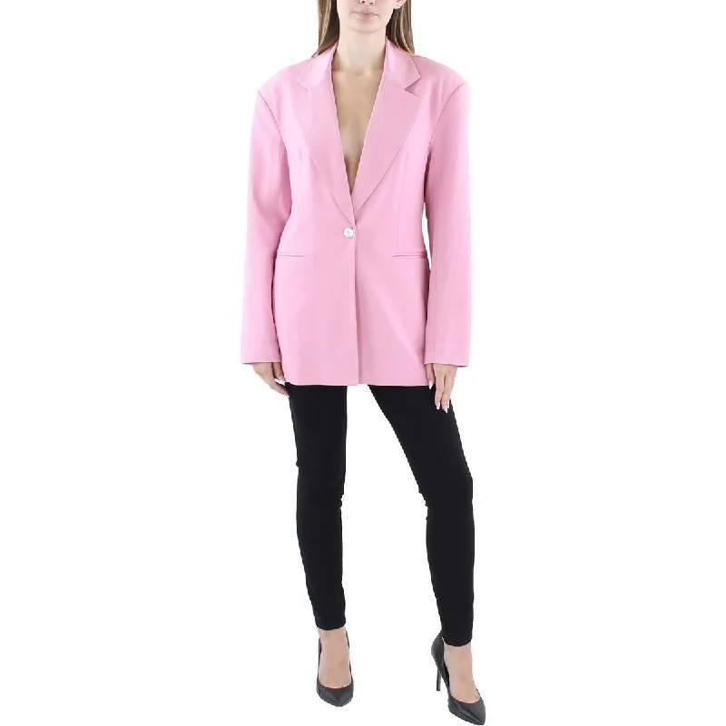 Double - Breasted Women's Leather Blazers in Taupe for an Edgy LookRemain Womens Solid One-Button Blazer Double - Breasted Women's Leather Blazers in Taupe for an Edgy LookRemain Womens Solid One-Button Blazer