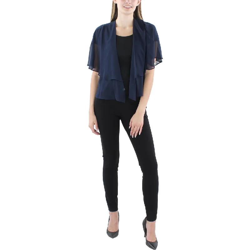 Oversized Women's Printed Blazers in Animal Patterns for a Statement PieceSLNY Womens Petites Flutter Sleeve Open Front Bolero Oversized Women's Printed Blazers in Animal Patterns for a Statement PieceSLNY Womens Petites Flutter Sleeve Open Front Bolero
