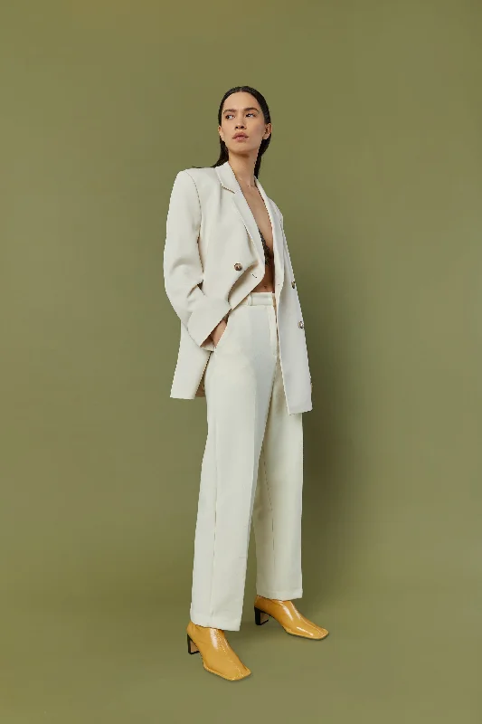 cropped women cardigan to pair with high - waisted jeansSTRAIGHT LEG PANT WITH PLEAT