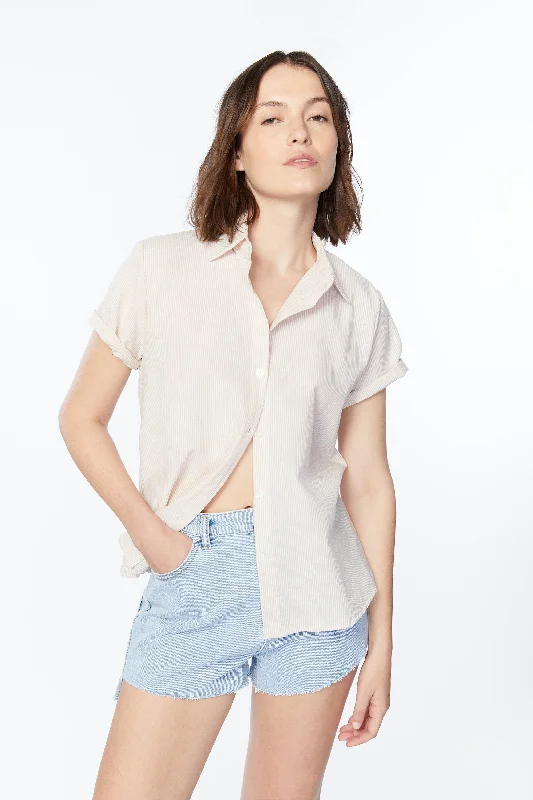 floral print women cardigan for a feminine touchSTRIPED SHORT SLEEVE SHIRT