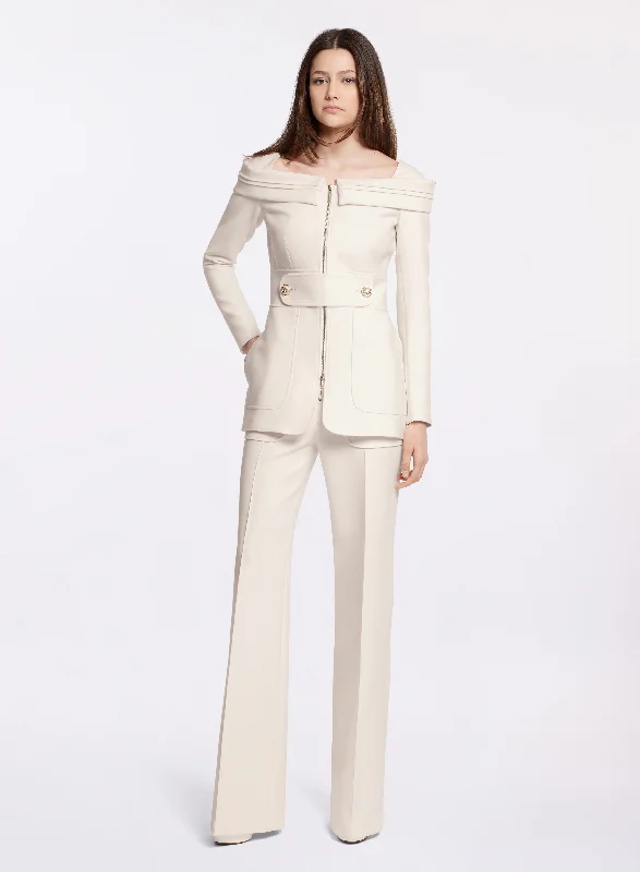 Double - Breasted Women's Polyester Blazers in Bright Colors for a Fun StyleStructured Crepe Jacket Double - Breasted Women's Polyester Blazers in Bright Colors for a Fun StyleStructured Crepe Jacket