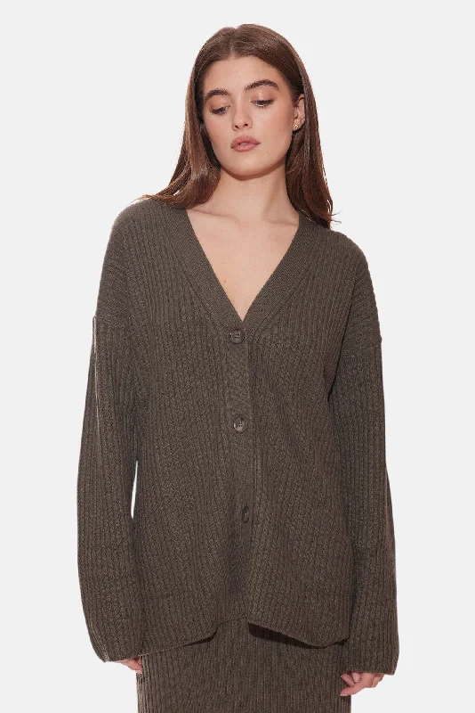 v neck women cardigan to elongate the necklineLucy Ribbed Cocoon Cardigan Tarnished v neck women cardigan to elongate the necklineLucy Ribbed Cocoon Cardigan Tarnished