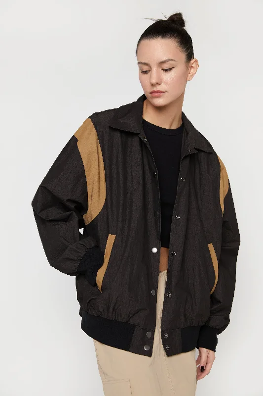 color block women cardigan with bold huesWINDBREAKER JACKET
