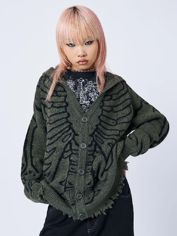 floral print women cardigan for a feminine touchX-Ray Jacquard Green Hooded Knit Cardigan floral print women cardigan for a feminine touchX-Ray Jacquard Green Hooded Knit Cardigan
