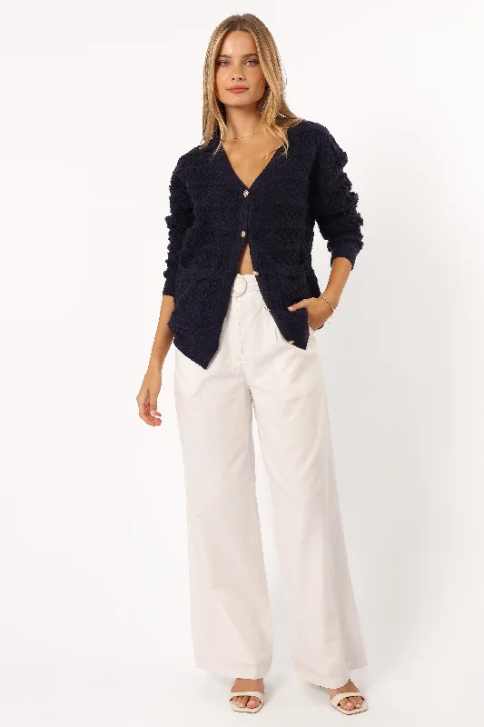 plus size women cardigan for comfortable layeringZalina Cardigan - Navy