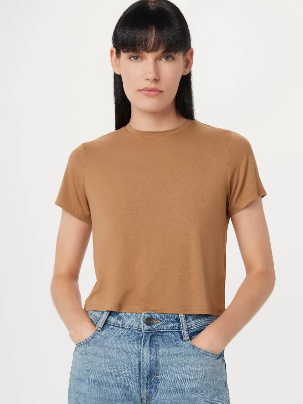 Crop Top Women T Shirt to Pair with High - Waisted BottomsThe Relaxed Fluid T-Shirt in Nutmeg Crop Top Women T Shirt to Pair with High - Waisted BottomsThe Relaxed Fluid T-Shirt in Nutmeg