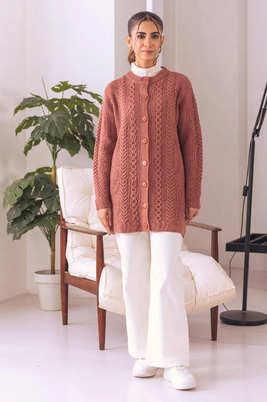 v neck women cardigan to elongate the necklineCOBALT-ROUND NECK FULL SLEEVES CARDIGAN SWEATER (24X-065-66)