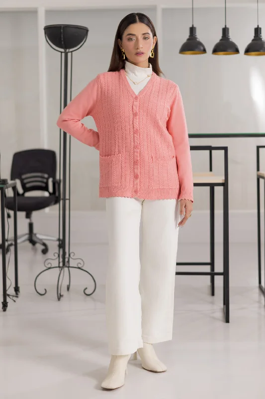 boyfriend style women cardigan for a relaxed fitPINK-FULL SLEEVES V-NECK CARDIGAN SWEATER (24X-151-66) boyfriend style women cardigan for a relaxed fitPINK-FULL SLEEVES V-NECK CARDIGAN SWEATER (24X-151-66)