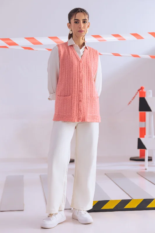 cable knit women cardigan with intricate patternsPINK-SANDO V-NECK CARDIGAN SWEATER (24X-152-66) cable knit women cardigan with intricate patternsPINK-SANDO V-NECK CARDIGAN SWEATER (24X-152-66)