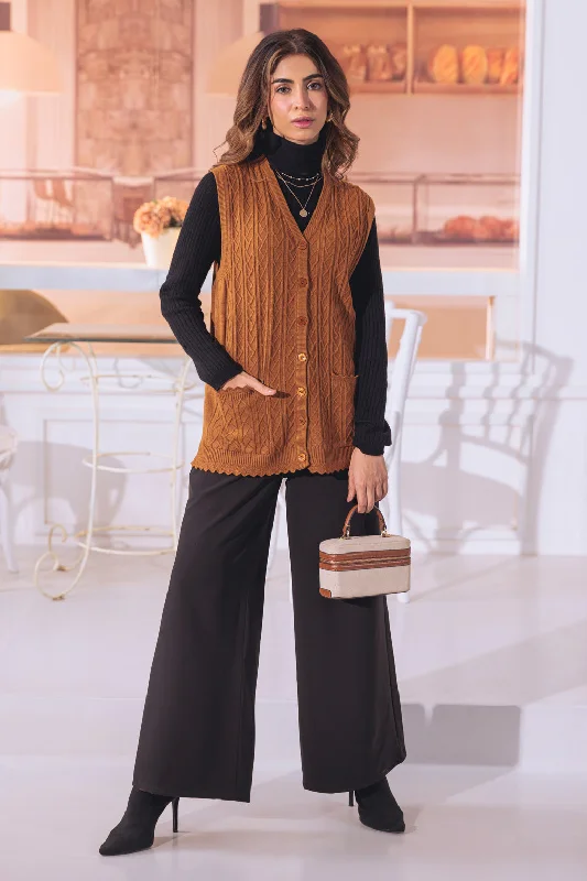 floral print women cardigan for a feminine touchBROWN-SANDO V-NECK CARDIGAN SWEATER (24X-154-66) floral print women cardigan for a feminine touchBROWN-SANDO V-NECK CARDIGAN SWEATER (24X-154-66)