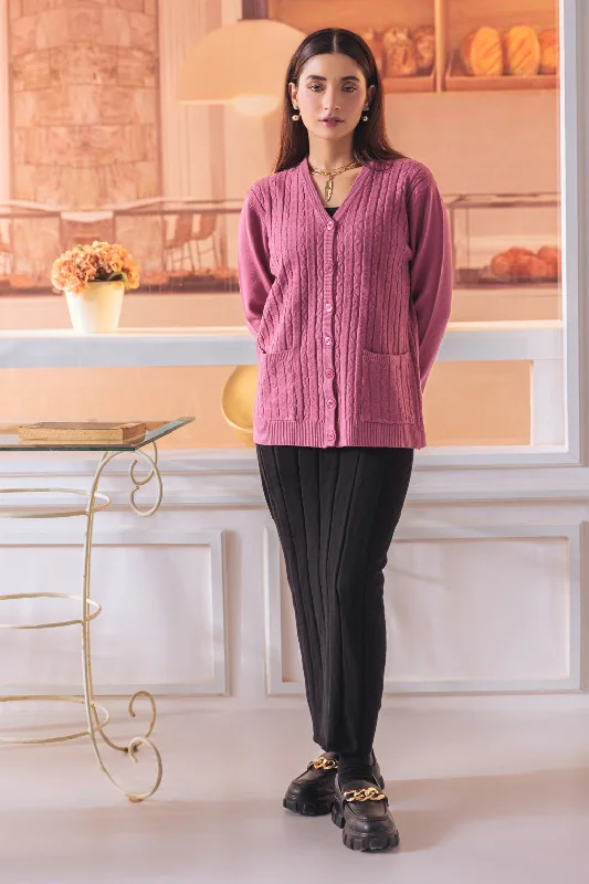 cable knit women cardigan with intricate patternsBRICK-FULL SLEEVES V-NECK CARDIGAN SWEATER (24X-173-66) cable knit women cardigan with intricate patternsBRICK-FULL SLEEVES V-NECK CARDIGAN SWEATER (24X-173-66)
