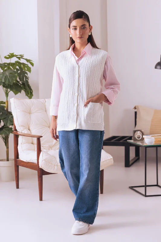 floral print women cardigan for a feminine touchWHITE-SANDO V-NECK CARDIGAN SWEATER (24X-174-66) floral print women cardigan for a feminine touchWHITE-SANDO V-NECK CARDIGAN SWEATER (24X-174-66)
