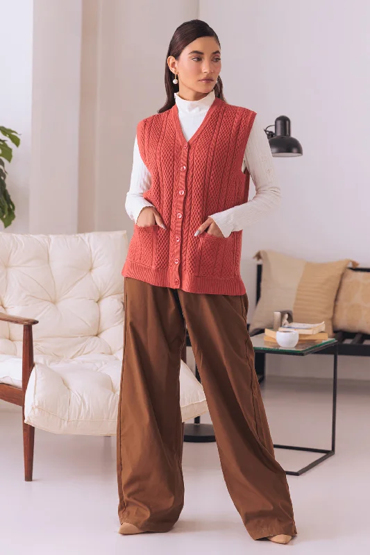 long length women cardigan with side slitsRUST-SANDO V-NECK CARDIGAN SWEATER (24X-178-66) long length women cardigan with side slitsRUST-SANDO V-NECK CARDIGAN SWEATER (24X-178-66)