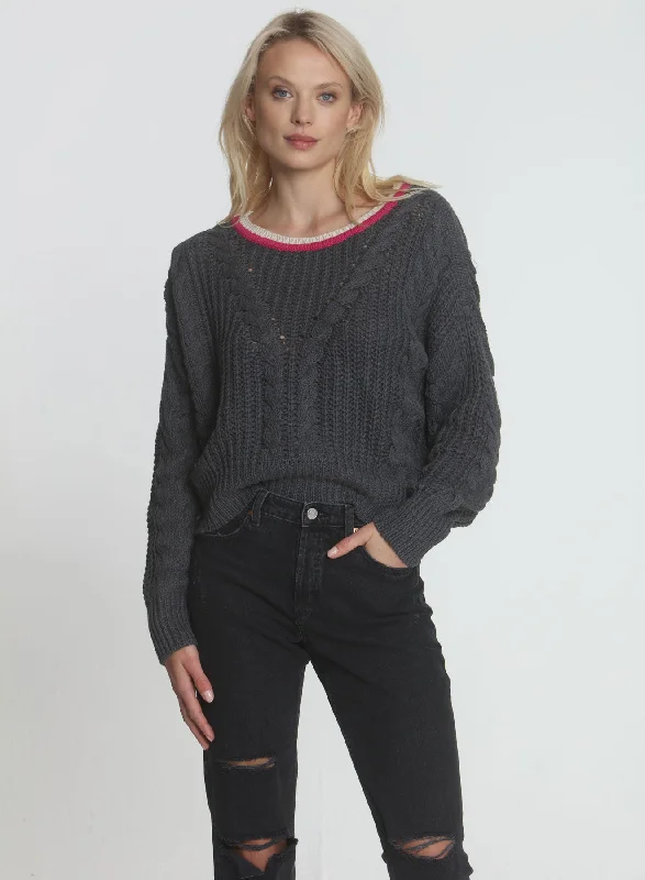 Women's Cable - Knit Sweater Dress in Brown for a Stylish and Comfortable One - Piece OptionDakota Cable Crew - Charcoal Women's Cable - Knit Sweater Dress in Brown for a Stylish and Comfortable One - Piece OptionDakota Cable Crew - Charcoal