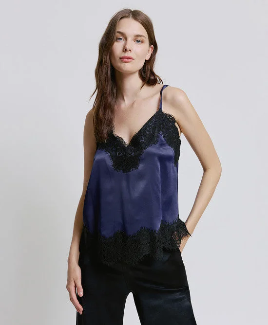 Oversized Chunky Knit Women's Cashmere Sweater in Ivory for a Cozy Winter LookAccess Fashion Navy/Black Satin Lace Camisole