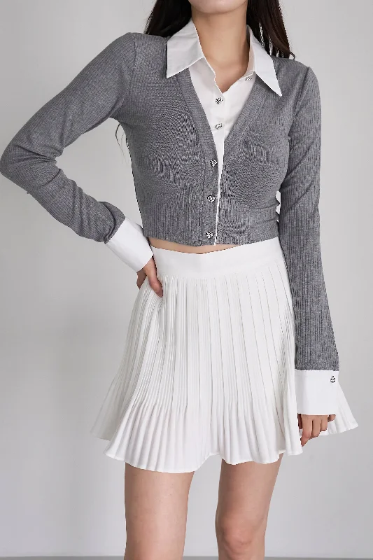 Plus Size Women's Embroidered Floral Patterned Sweater in White for a Spring - Inspired LookAlba Layered Effect Knitted Top