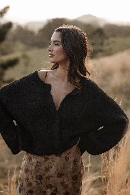 color block women cardigan with bold huesAlbertine Cardigan - Black