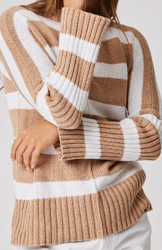 Plus Size Women's Sequined Sweaters for Special OccasionsAriel Knit Sweater - Maple / White Stripe