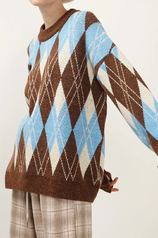 Plus Size Women's Mock - Neck Sweater in Teal with a Side Slit for a Modern TwistAvery Argyle Sweater Plus Size Women's Mock - Neck Sweater in Teal with a Side Slit for a Modern TwistAvery Argyle Sweater