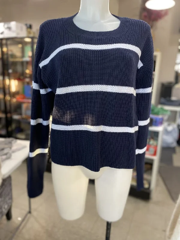 Plus Size Women's Mock - Neck Sweater in Teal with a Side Slit for a Modern TwistBanana Republic (outlet) striped sweater L
