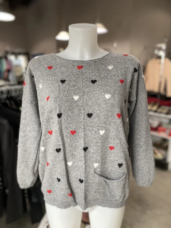 Women's Longline Boyfriend - Style Sweater in Gray for a Relaxed and Casual OutfitBartolini heart print wool blend sweater L Women's Longline Boyfriend - Style Sweater in Gray for a Relaxed and Casual OutfitBartolini heart print wool blend sweater L
