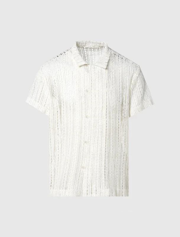 V - Neck Women T Shirt to Enhance the NecklineMEANDERING LACE SHIRT