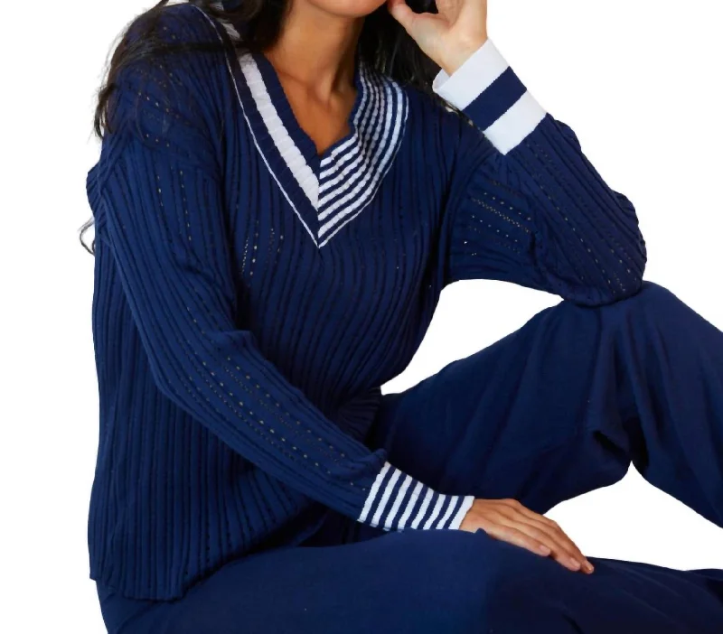 Plus Size Women's Open - Front Cardigan Sweater in Burgundy with Buttons for a Stylish LayerBraided V-Neck Sweater In Navy/white Plus Size Women's Open - Front Cardigan Sweater in Burgundy with Buttons for a Stylish LayerBraided V-Neck Sweater In Navy/white
