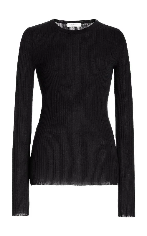 Women's Ribbed Bodycon Sweater in Red for a Sexy and Figure - Hugging LookBrowning Knit Sweater in Black Cashmere Silk