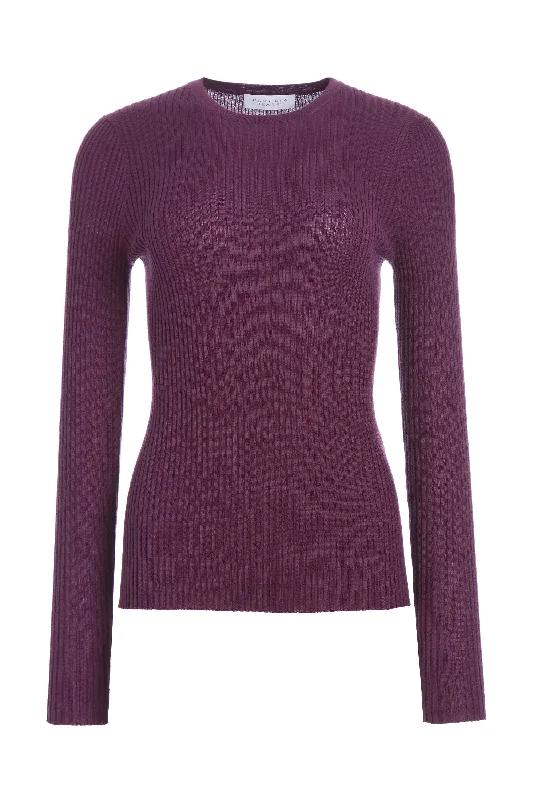Plus Size Women's Off - Shoulder Ruffled Hem Sweater in Pink for a Feminine and Flirty LookBrowning Knit Sweater in Italian Plum Cashmere Silk Plus Size Women's Off - Shoulder Ruffled Hem Sweater in Pink for a Feminine and Flirty LookBrowning Knit Sweater in Italian Plum Cashmere Silk
