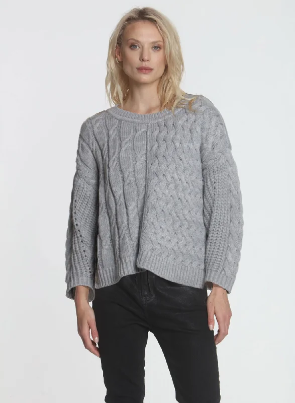 Plus Size Women's Striped Cotton - Blend Sweater in Navy and White for a Nautical ThemeShiloh Medley Scoop - Grey Plus Size Women's Striped Cotton - Blend Sweater in Navy and White for a Nautical ThemeShiloh Medley Scoop - Grey