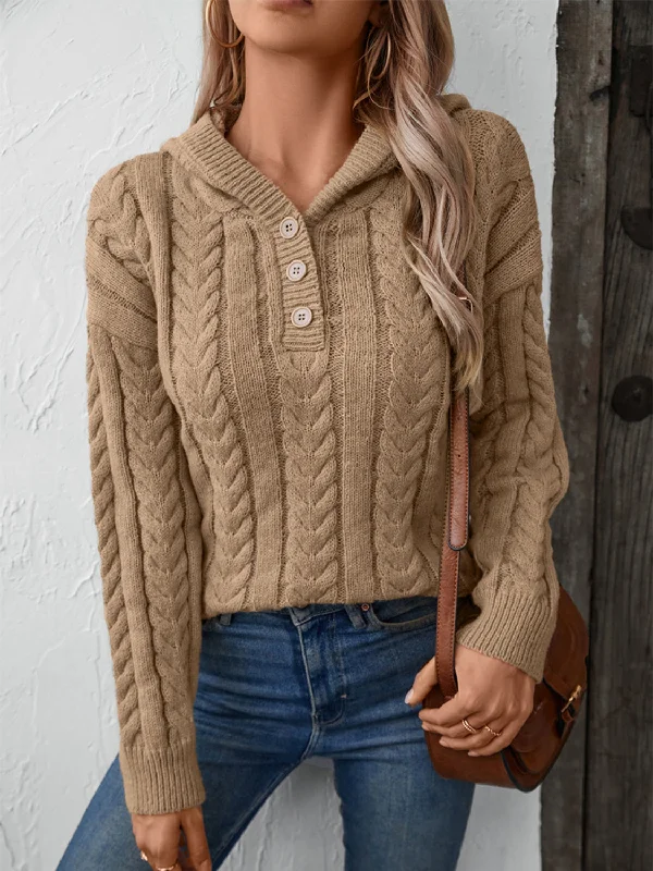 Plus Size Women's Embroidered Floral Patterned Sweater in White for a Spring - Inspired LookCable-Knit Long Sleeve Hooded Sweater Plus Size Women's Embroidered Floral Patterned Sweater in White for a Spring - Inspired LookCable-Knit Long Sleeve Hooded Sweater