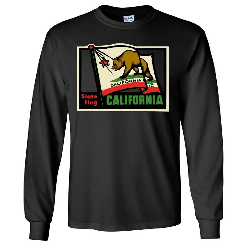 Long Sleeve Women T Shirt for Cooler WeatherCalifornia Vintage State Flag Long Sleeve Shirt