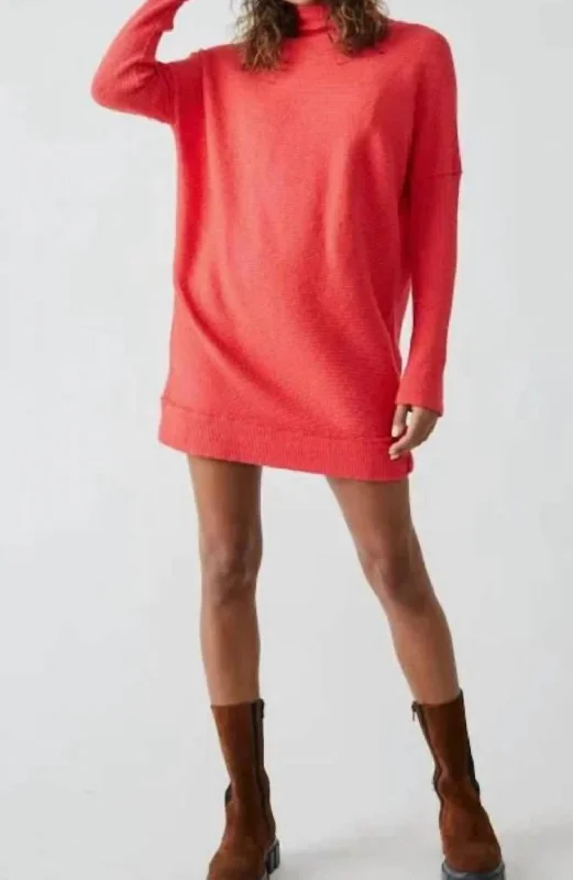 Plus Size Women's Mock - Neck Sweater in Teal with a Side Slit for a Modern TwistCasey Tunic Sweater In Fiery Red Plus Size Women's Mock - Neck Sweater in Teal with a Side Slit for a Modern TwistCasey Tunic Sweater In Fiery Red
