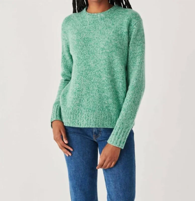 Plus Size Women's Fringe - Trimmed Sweater in Beige for a Boho - Inspired StyleCashmere Luxe Marl Crewneck Top In Green Marl Plus Size Women's Fringe - Trimmed Sweater in Beige for a Boho - Inspired StyleCashmere Luxe Marl Crewneck Top In Green Marl