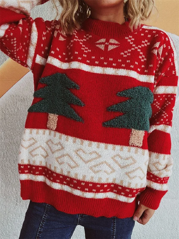 Women's Cable - Knit Sweater Dress in Brown for a Stylish and Comfortable One - Piece OptionChristmas Tree Mock Neck Long Sleeve Sweater Women's Cable - Knit Sweater Dress in Brown for a Stylish and Comfortable One - Piece OptionChristmas Tree Mock Neck Long Sleeve Sweater
