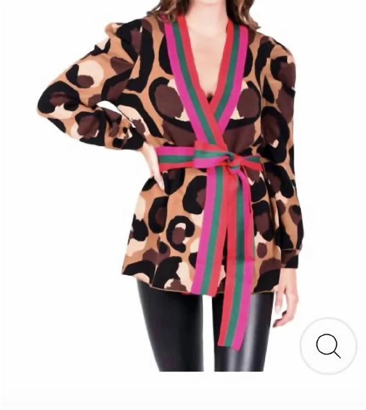 hooded women cardigan for added warmth and styleColleen Cardigan In Animal
